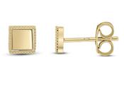 9ct Yellow Gold Beaded Edge Square Stud Earrings image