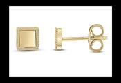 9ct Yellow Gold Beaded Edge Square Stud Earrings image