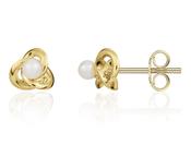 9ct Yellow Gold Pearl &amp; Knot Stud Earrings image