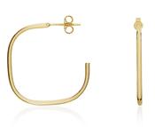9ct Yellow Gold Cushion Peg &amp; Scroll Hoop Earrings image