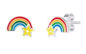 Sterling Silver Kids Coloured Rainbow Earrings image