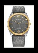 Citizen Eco-Drive Stiletto Grey Dial with Grey Leather Strap image