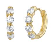 Sterling Silver CZ Gold Plated Hinged Hoop Earrings image