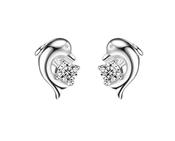 Sterling Silver Dolphin CZ Stud Earring image