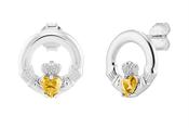 November Birthstone Claddagh Earrings image