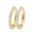 Blush 14ct Gold Zirconia Huggie Ball Charm Earrings image