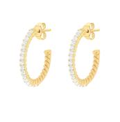 Sterling Silver Yellow Gold Plated CZ Half-Hoop Earrings image