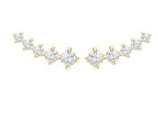 Sterling Silver Yellow Gold Plated CZ Gradation Crawler Earrings image