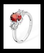 Cubic Zirconia Ring with Garnet Centre Stone image