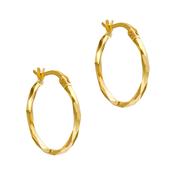 9ct Yellow Gold Diamond Cut Faceted Creole Earrings image