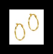 9ct Yellow Gold Diamond Cut Faceted Creole Earrings image
