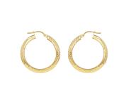 9ct Yellow Gold Diamond Cut Creole Earrings