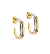 9ct 2-Colour Gold Polished Crossover Half Hoop Earrings