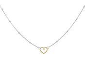 Sterling Silver Gold Plated Heart Trace and Ball Necklace