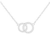 Sterling Silver CZ Linked-Rings Adjustable Necklace