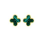9ct Yellow Gold Malachite Petal Stud Earring image