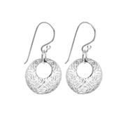 Sterling Silver Textured Patterned Drop Earrings image