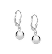 Sterling Silver Round Ball Lever Back Drop Earrings image