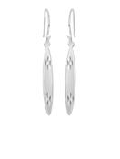 Sterling Silver Diamond Cut Ellipse Shaped Drop Earrings image