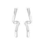 Sterling Silver White CZ Twisted Taper Drop Earrings image