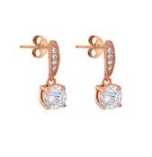 Sterling Silver Rose Gold Plated Round CZ Drop Earring image