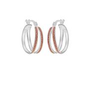 Sterling Silver Rhodium Plated Rose Stardust Double Creole Earrings image