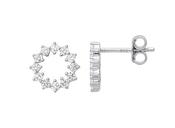 Silver CZ Circle Stud Earrings image