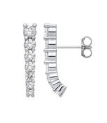 Silver CZ Curved Line Stud Earrings image