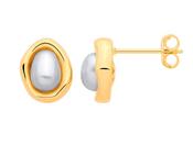 Gold Plated Pearl Statement Stud Earrings image