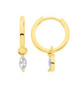 18K Gold Plated Dangling CZ Hoop Earrings image