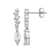 Silver CZ Cascade Drop Earrings image