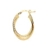 Yellow Gold Plated Oval Twist &amp; Polished Hoop Earrings image