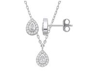 Silver CZ Tear Drop Earrings &amp; Pendant Set image