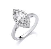 Silver CZ Marquise Cut Ring image