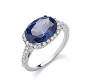 Silver CZ &amp; Blue Topaz Oval Cut Ring image