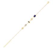 Gold Plated CZ Sapphire &amp; Blue Topaz Mismatched Marquise Bracelet image