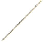 925 Sterling Silver Cubic Zirconia Gold Plate Claw Set Tennis Bracelet image