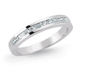 925 Sterling Silver CZ Round &amp; Baguette Half Eternity Ring image