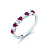 Silver CZ &amp; Ruby Half Eternity Ring image