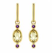 Burren Lingering Light Citrine &amp; Amethyst Drop Earrings image
