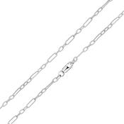Silver Handmade Textured Oblong Figaro Chain Bracelet 7.5" image