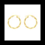 9ct Yellow Gold 3mm Twist-Tube 25mm Hoop Creole Earrings image