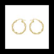 9ct Yellow Gold 3mm Twist-Tube 22.5mm Round-Hoop Creole Earrings image