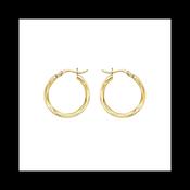 9ct Yellow Gold 18.5mm Diamond Cut Faceted Hoop Creole Earrings image