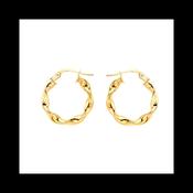 9ct Yellow Gold 3mm Twist-Tube 17mm Round Hoop Creole Earrings image