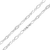 Silver Handmade Oval and Textured Fancy Chain Bracelet 7.5" image