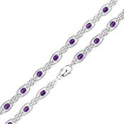 Silver 9.5mm Handmade Amethyst Gate Chain Bracelet 7.5" image