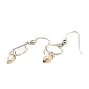 Silver Pearl Plain Twist Tear Drop Earwire Drop Earrings image