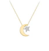 9ct 2-Colour Gold Polished 'Moon' and Diamond Cut 'Star' Adjustable Necklace image