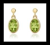 9ct Yellow Gold Oval Peridot Drop Earrings image